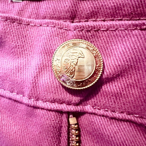 Versace Collection Imported Purple Cotton Embroidered Pocket Detail Jeans - Picture 11 of 12